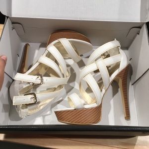 White stiletto heels